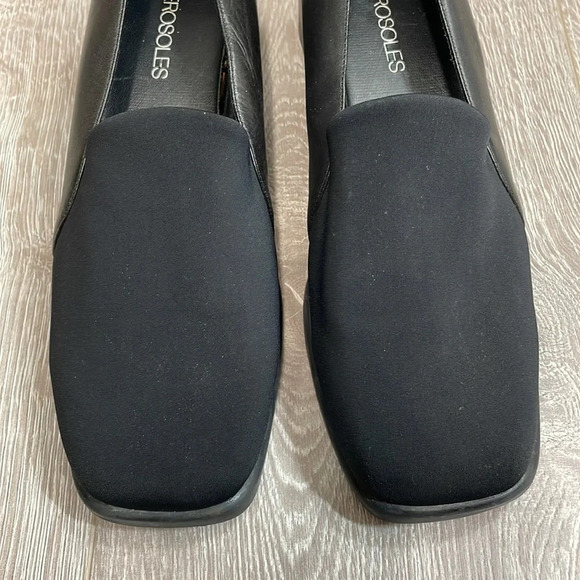 Aerosoles Black Leather Wedge Heel Slip On Loafers 8.5M - Picture 6 of 16